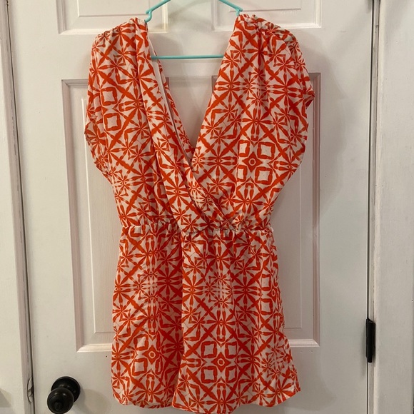 Charlotte Russe Orange Floral Romper - Picture 1 of 3
